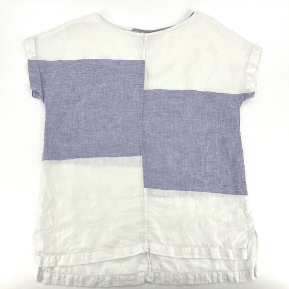 J. Jill Pure Linen Blue White Colorblock oversized tunic top (M) - Picture 6 of 6